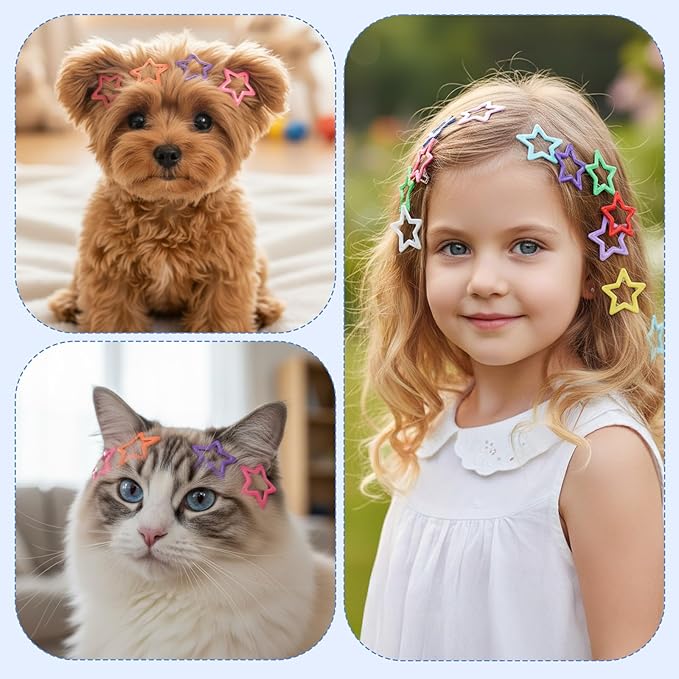Y2K Hair Clips and Barrettes Set, 80PCS 1.18" Multicolor Sparkling Star Hair Clip Cute Non-slip Metal Snap Stars Hairclips Accessories for Girls Women