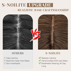 S-noilite Hair Toppers for Women Real Human Hair 3D 360° Cover Clip in 100% Real Human Hair Toppers 3″*4″ Clip in Silk Base 8 inch Natural Brown