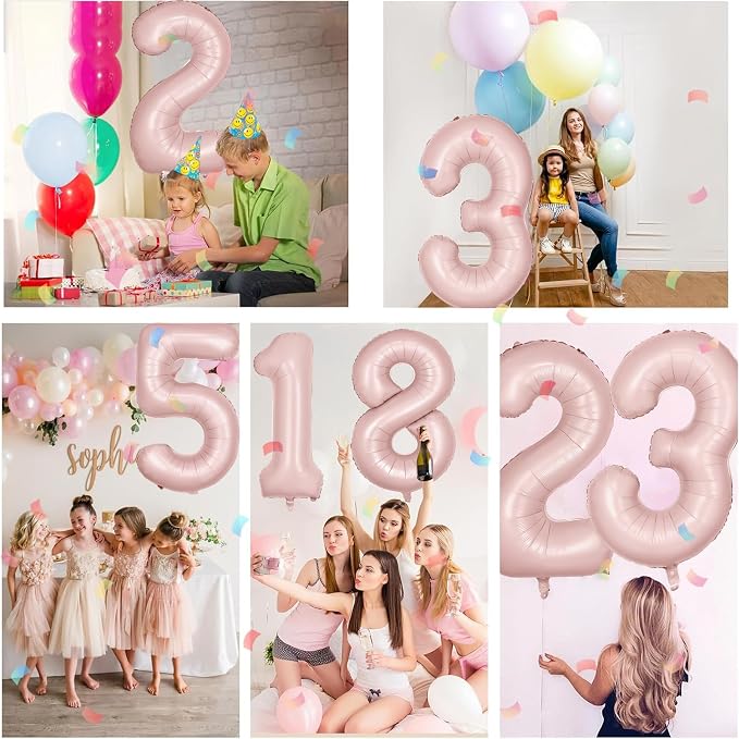 40 inch Pink Number Balloon Light Pink 7 Balloon Matte Pink Number 7 Balloon - Image 3