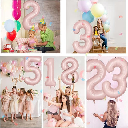 40 inch Pink Number Balloon Light Pink 9 Balloon Matte pink Number 9 Balloon - Image 3