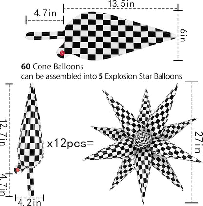 60 Pcs Star Balloons Explosion 12 Point Foil Cone Balloons Magic Balloon Large - Image 5