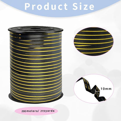 Black Gold Rimmed Curling Ribbon, 219 Yards, Florist Flowers Decor - Image 2