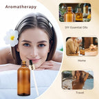 10 Pack 100ml Amber Glass Dropper Bottles with Droppers, Funnels & Labels for Essential Oils, 3.38oz Eye Dropper Bottles with Golden Caps, Brown Empty Glass Tincture Vials for Travel