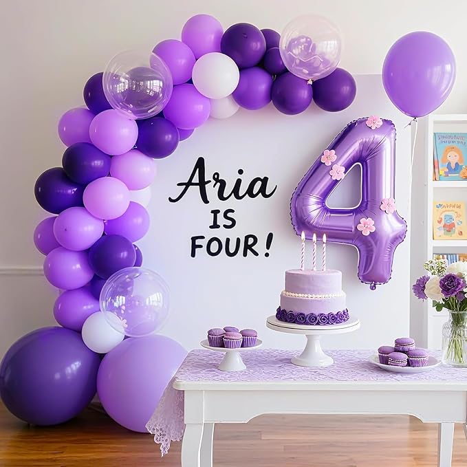 RUBFAC 135pcs Purple Balloons, Latex Lavender Lilac Balloon Different Sizes 18 - Image 5