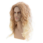 Baruisi Long Curly Wavy Blonde Wigs for Men Synthetic Natural Party Halloween Cosplay Hair Wig