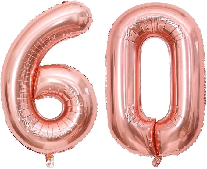 40 Inch Rose Gold 60 Number Balloons Giant Jumbo Huge 60 Foil Mylar Helium by LHOAVWE