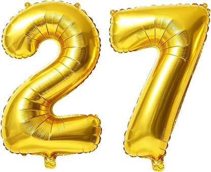 40 Inch Number 27 Balloons for 27th Birthday Party Decorations, 0-100 Gold by FOBELEC