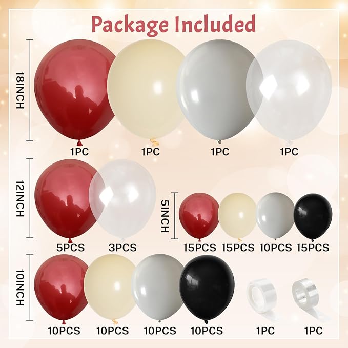 Ruby Red and Black Balloons Arch Kit - Image 3
