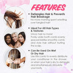 Punky Wide Tooth Comb for Women - Pink, Detangler Comb, No Handle Hair Detangling Combs for Wet, Dry & Curly Hairs