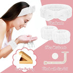 Face Wash Set - Microfiber Headband, Wristbands with Holder for Face Washing and Absorbent Spa Experience