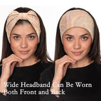 Cobahom 6Pcs Wide Headbands for Women Non Slip Soft Fabric Hair Wrap Boho Head Bands Elastic Sport Hair Bands for Workout Yoga Running (Natural Texture)