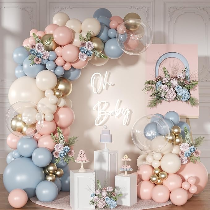 Gender Reveal Pink Blue Balloon Arch Kit Baby Shower Decorations | 126Pcs Pink by NUTTYBASH