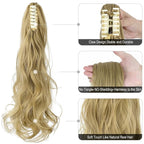 Claw Clip Ponytail Extension 18" Clip in Wavy Ponytail Hair Extensions Long Pony Tails for Women Extensions Ash Blonde Wave Hairpiece