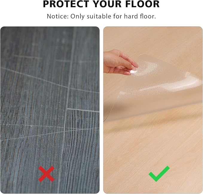 Clear Floor Mat for Home, 8'×12' Large Non-Slip Plastic Rug for Under Kitchen Table, Durable Waterproof Vinyl Area Mat for Baby Spills, Dog Accident, Anti-Scratch Floor Protector for Living Room