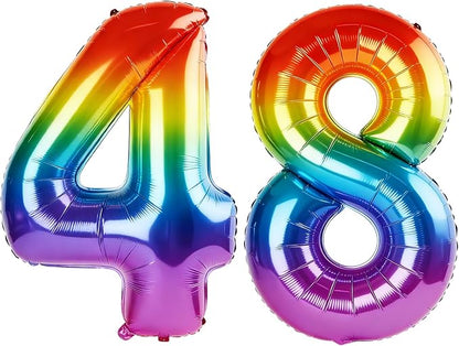 40 Inch Number 48 Balloons for 48th Birthday Party Decorations, 0-100 Rainbow by FOBELEC