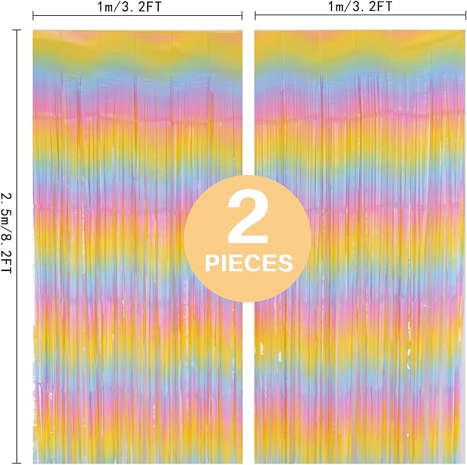 PIGETALE Pastel Rainbow Foil Fringe Curtains - Image 4