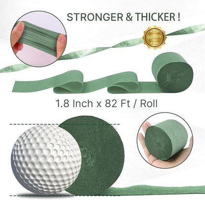 PartyWoo Sage Green Gold Sand White Crepe Paper Streamers 6 Rolls 492 FT | - Image 6