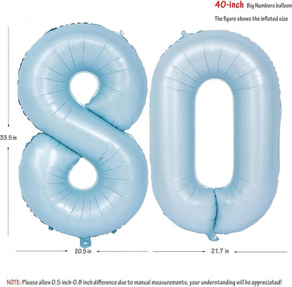 40 In Matte Blue Number Balloons Helium Foil Mylar Balloon Party Digital 80 | - Image 2
