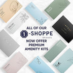 H2O Therapy Amenity & Accessory Kit | 0.85 oz Travel Size Shampoo, Conditioner, Lotion, Body Wash, Massage Bar, Cleansing Bar, Shave & Dental Sets, Make-Up Remover Wipes, & Vanity Kit | 15 sets/case