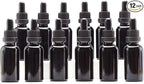YIZHAO Black Glass Dropper Bottle 1oz, Tincture Bottles with Glass Dropper, for Essential Oils, Aromatherapy, Cosmetic, Laboratory, Pharmacy, Liquids, Travel –12 Pcs