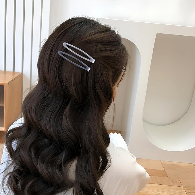 16 PCS Snap Hair Clips Metal Barrettes for Women Non Slip Barrettes for Thick and Thin Fine Hair,Bright Black Multiple Gray,2.36 x 0.43 Inches.