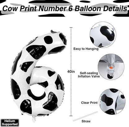 40 Inch Cow Print Number 16 Balloon Set, Giant Black & White Foil "16" Number - Image 4