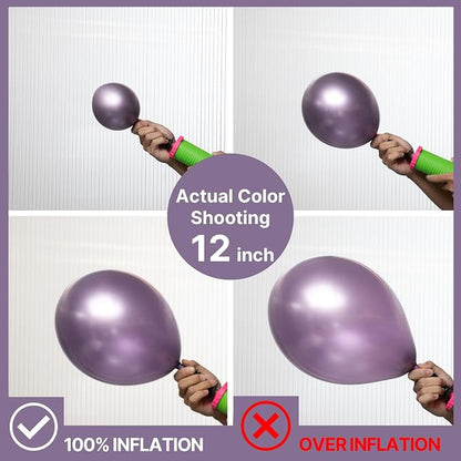 PartyWoo Metallic Purple Balloons 50pcs Chrome Purple Color 12 Inch | Balloons - Image 3