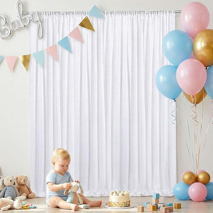 Party Backdrop Curtains 2 Panels 4ftx8ft White Sequin Photo Backdrop Glitter - Image 3