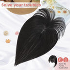 YAMI Hair Toppers for Women Real Human Hair Toppers for Women with Thinning Hair Topper with Bangs and All Hand-woven Swiss Base (Natural Black)