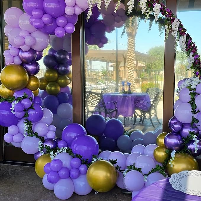 Pastel Purple Gold Balloons Set - Image 5