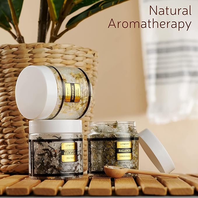 Christmas Gifts for Women Who Have Everything, Epsom Bath Salts Gift Basket Set, Relaxing Self Care Salt W/Essential Oil, Gifts for Mom, Lavender, Eucalyptus, Lemon, Coconut, Tea Tree, Honey Almond
