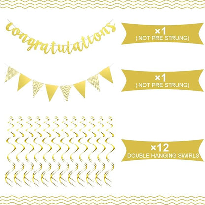 Outus Pre-strung Glitter Congratulations Banner Triangle Flag Banner - Image 2