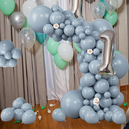 104pcs Dusty Blue Balloon Garland Arch Different Sizes 18/12/10/5 Inch | Matte - Image 7