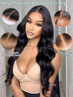 KLAIYI Wear And Go Glueless Wig Bye Bye Knots 13x4Precut Lace Front Wigs Human Hair Loose Body Wave Wig Pre Bleached Pre Everything Pre Plucked with Baby Hair 3S Ready to Wear Beginner Friendly 22Inch