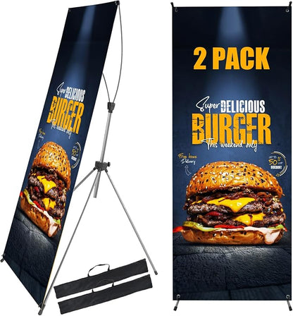 YOSE X Frame Banner Stand Fits Any Banner Adjustable Size 23"X63" to 32"X78" by Unknown