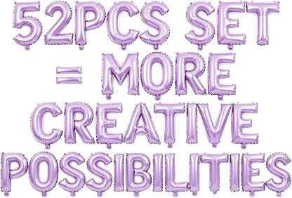52 Pcs Pastel Purple Letter Balloons, Custom 2 Set A-Z Set by GOGAKIE