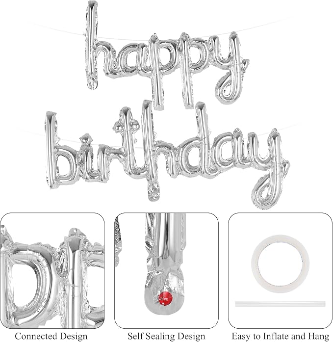 Happy Birthday Balloons Banner Foil Letters Balloons Connected, Personalized - Image 6