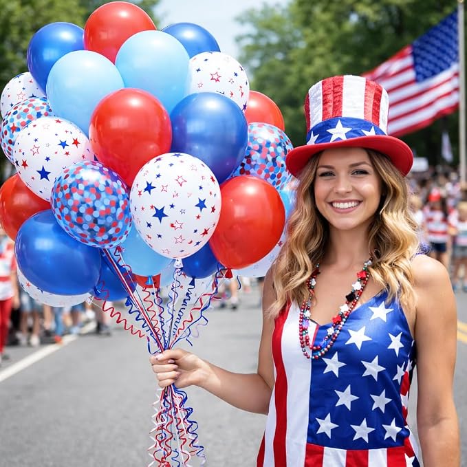 Red White Blue Star Balloons Kit, Ribbon & Glue Dots, 4th of July Decorations - Image 7