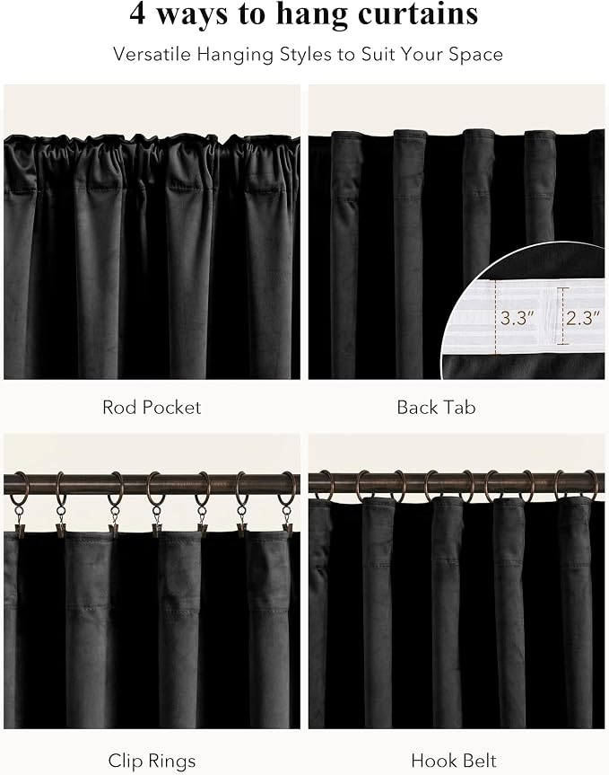Extra Long Black Velvet Curtains - Image 2