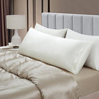 Aormenzy Satin Body Pillow Cover Set of 2, 20x54 Inches White Body Pillow Case for Adults, Silky Soft & Cooling with Envelope Closure