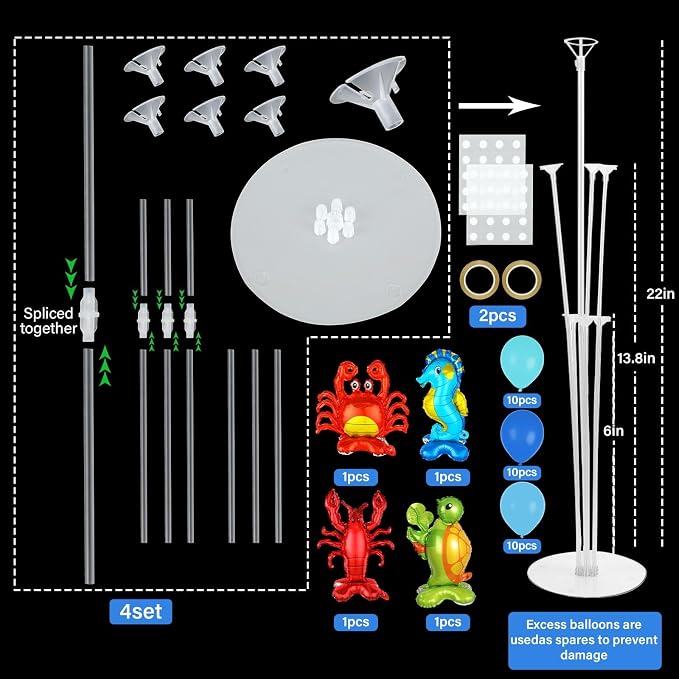 4 Sets Ocean Animal Theme Party Balloons Stand Kit - Image 2
