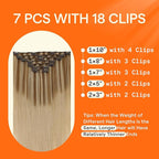 Full Shine Clip in Hair Extensions Real Human Hair Balayage Blonde Human Hair Extensions Clip ins Golden Brown to Golden Blonde Real Hair Clip in Extensions Silky Straight 7 Pcs 16 Inch 120 G