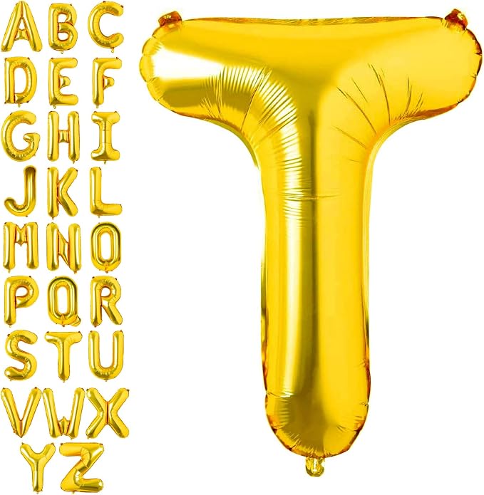 Lovoir 40 Inch Large Gold Letter T Balloons Big Size Jumbo Mylar Foil Helium by Lovoir