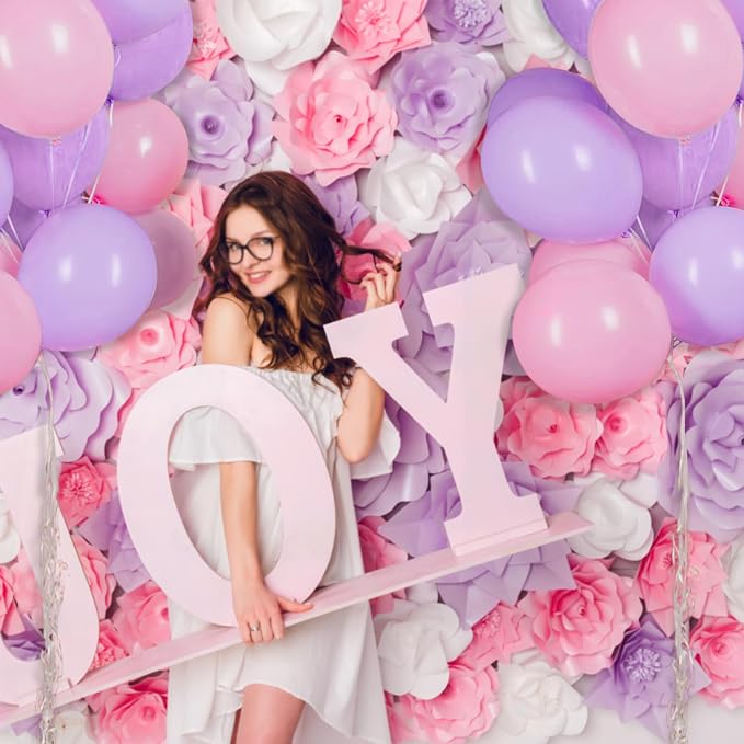 Pink and Purple Balloons 100 Pack 12 inch Light Pink Purple Latex Balloons - Image 3