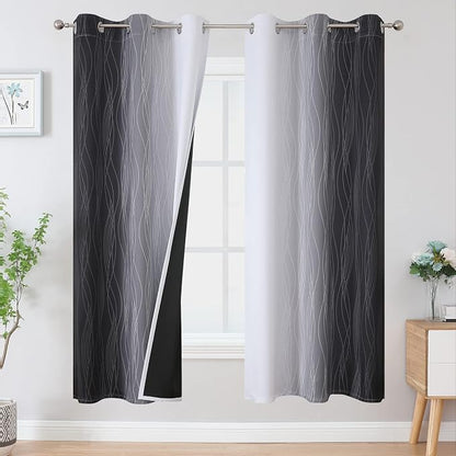 Full Room Darkening Blackout Curtains 72 Inch Length 2 Panels Set, Ombre by ESTELARTEXTILER
