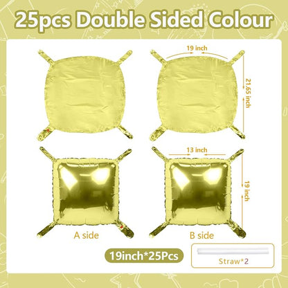 NISOCY 25PCS Metallic Light Gold Square Foil Balloons Wall Backdrop | Double - Image 2