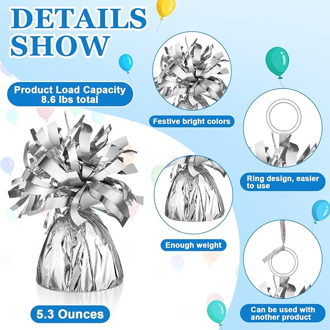 Yunsailing 25 Pcs Heavy Metallic Balloon Weights - Image 3