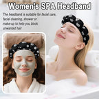 Zkptops Spa Headband for Washing Face Wristband Set Sponge Makeup SkincareVelvet Fabric Bubble Soft Get Ready Hairbands for Women Puffy Headwear Non Slip Thick Thin Hair Accessory (Black Nuts)