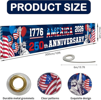250th Anniversary American Banner Flag, 4th of July Decorations, 1776-2026 USA - Image 2