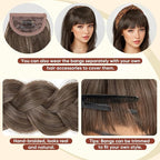 SARLA Braided Headband with 3 Detachable Clip in Bangs Fringe Hairpieces Fake Synthetic Hair Band Bangs for Women Ice Blonde